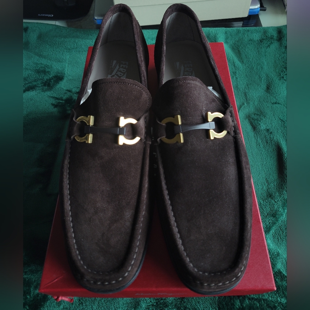 Salvatore Ferragamo Grandioso Brown Suede Bit Loafers